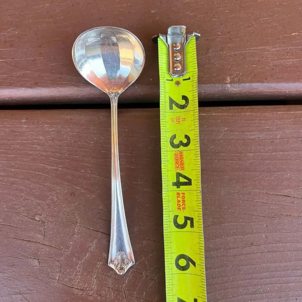 Vintage Williams Bros Silver Plated A-14 Sauce Cream Ladle with Floral Scroll